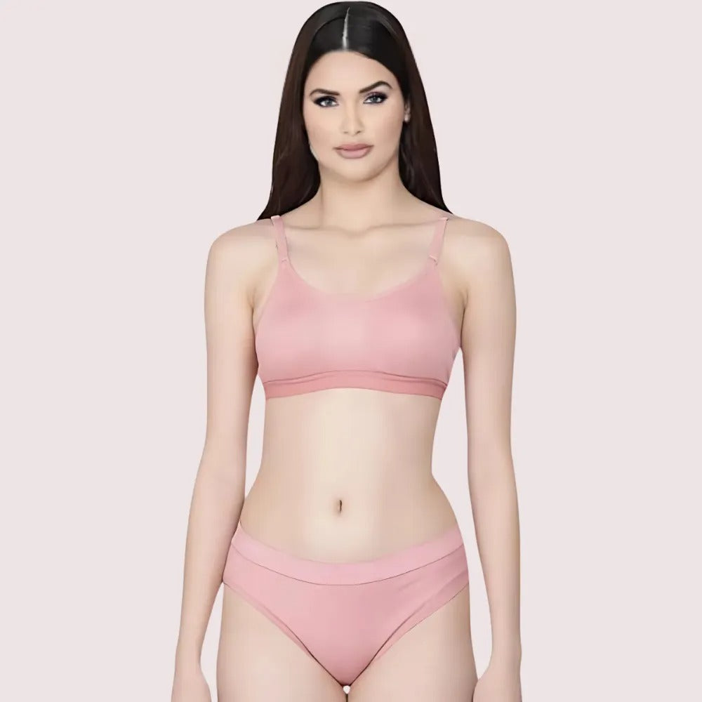 Wire-Free Women's Cotton Sports Bra Panty Set (2 pack)