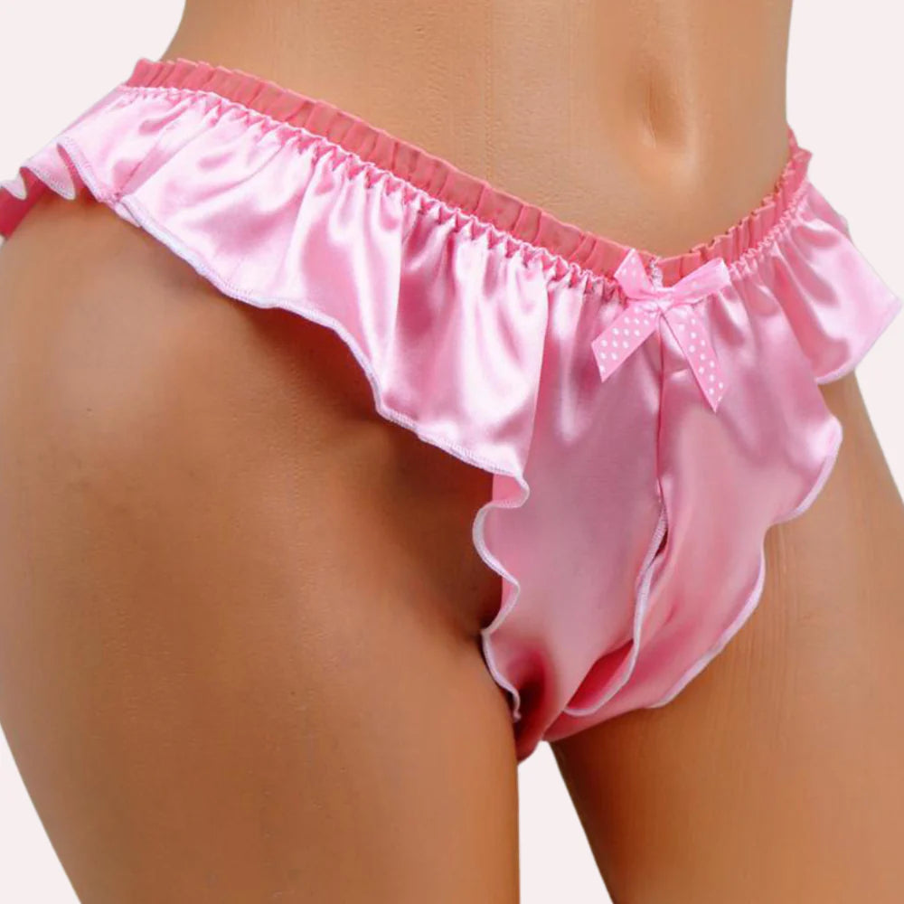Vera Celeste Silk Satin Crotchless havde Knicker