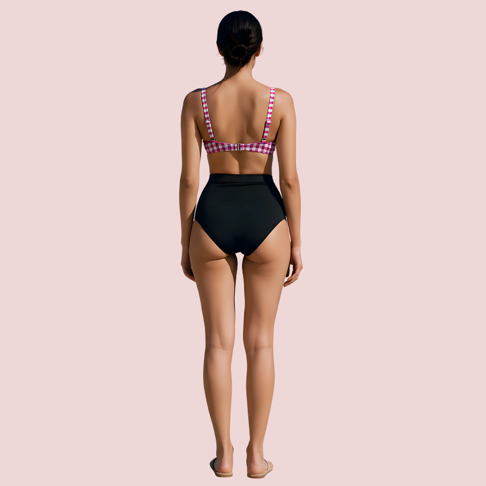 Structured Underwire Bikini Bra Topa in Pink & White Stripe (Top Only)